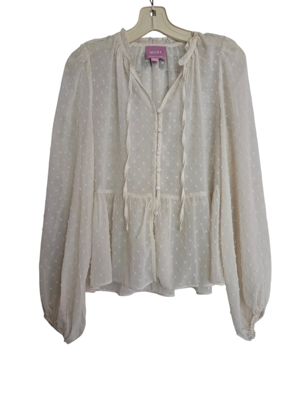 Muse Republic Off White Sheer Top Boho Cottagecore Fairy Coquette Size Small